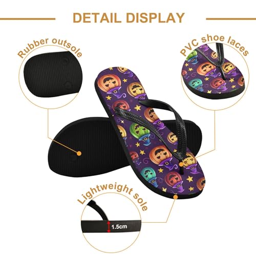 Burbuja Colorful Jack O Lantern Pumpkins Flip Flops for Women Men, Soft Thong Sandals Rubber Slippers for Pool Beach Essentials3