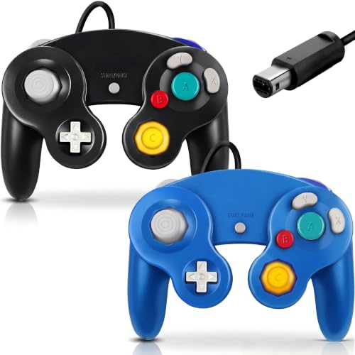 Image of FIOTOK Gamecube Controller,Wired Controller for Wii & Gamecube (Black&Blue)