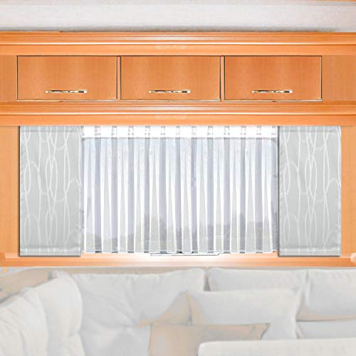 SeGaTeX home fashion Caravan-Flächenvorhang Nautis | Höhe 40 –120 cm nach Maß | hellgrau Flächengardine für Caravan Wohnwagen Wohnmobil