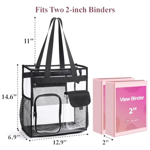 Image of PACKISM Clear Tote Bag for School - Large Heavy Duty Clear Tote for Girls | See Through PVC, Wide Zipper Opening, Front Pocket Keeps Essentials Visible for Students, Class, Work, Daily Carry, Age 12+