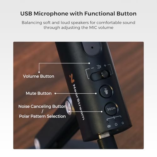 NearStream Microfone condensador USB para PC, câmera, microfone de podcast com suporte de mesa para