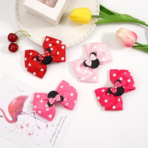 Bbgifts 3 Pairs Red White Mouse Ears Hair Bows Clips Hair Bow Cute Mice Ears Toddler Hair Accessories For Women Girls For Birthday Party Favor Halloween Christmas Decoration thumb #3