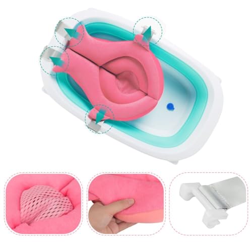 Image of Baby Bath Seat Support Net Soft Infant Bathing Seat Support Mat Suspension Shower Pad Adjustable Non-Slip Newborn Bathtub Sling Mat Baby Sink Bather Tub Shower Net Bathtub Sit Up Mesh 0-6 Month