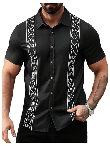 Men's Vintage Bowling Shirts Short Sleeve Button Up Tropical Beach Summer Shirts