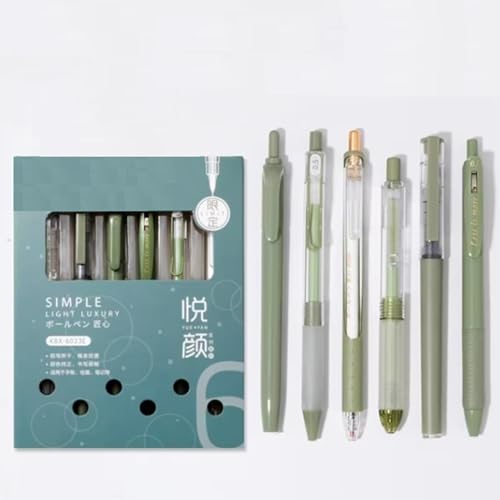 Image of 6 n 1 Cute Pastel Pen Set Aesthetic Stationery Items Kawaii Korean Fancy Pens for Girls Blue Ink Gift Set Aesthetic Office Supplies