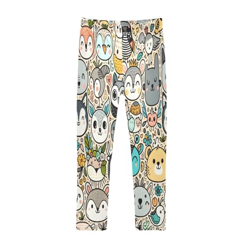 Toddler Girls Leggings Printed Yoga Pants Leggings Cute Animal Faces for Kids
