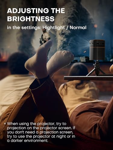 FATORK Mini Projector with 5G WiFi,1080P HD Small Projector Short Throw with Tripod, Outdoor Projector for Phone, Rechargeable Portable Projector, Compatible with iOS/Android/TV Stick/HDMI/USB 2.0