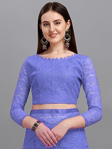Image of LOROFY Women's Brasso Net Saree With Blouse