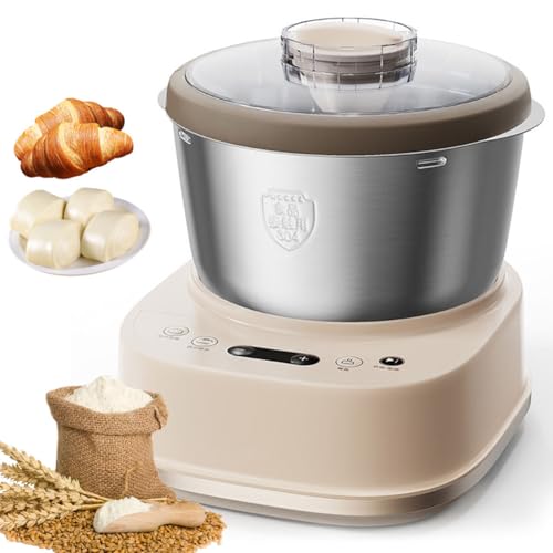SUPER FOREST Household Dough Mixer 5L Automatic Kneading Machine with S-shaped Stainless Steel Knife 15 Minutes Fast Kneading 25-38℃ Constant Temperature Fermentation 2 Mixing Modes