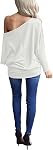 REVETRO Femmes hors de l'épaule Tops manches longues T-shirts surdimensionnés Loose Casual Batwing Top...