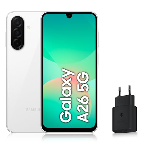 Samsung Galaxy A26 5G Blanc doté d'une charge rapide 25W et un grand stockage Android de 128 Go