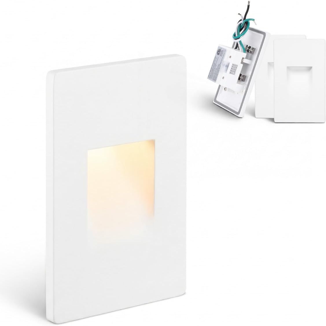 LEONLITE 3-Pack 5CCT 120V LED Step Lights, Vertical, White | 150LM, 5%-100% Dimmable, CRI90, ETL, Indoor Outdoor Stair Lights, Wet Location, 2700K/3000K/3500K/4000K/5000K, Aluminum