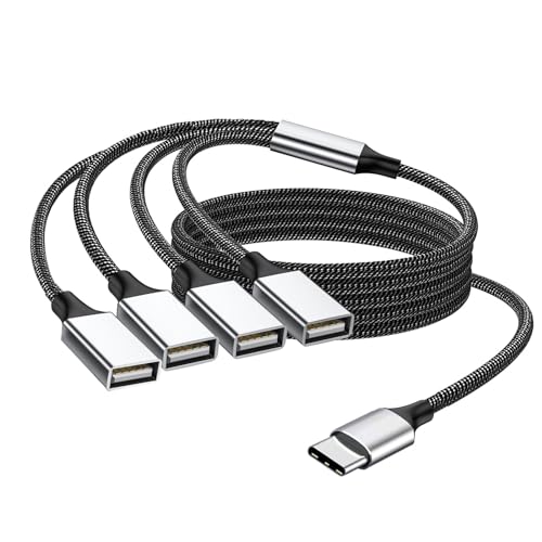 Fidioto USB C to Triple USB Cable Splitter 3.3Ft,USB C Male to 4 USB Female Cable Adapter, Type C, Y Charging Cable,Multiple Hub for Laptop,Tablet, Telephone,Flash Disk Drive, Gaming Consoles