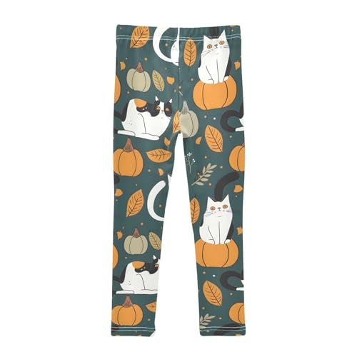 Cat Pumpkin Print Girls Leggings Soft Stretch Workout Yoga Dance Pants for Kids Casual Tights2