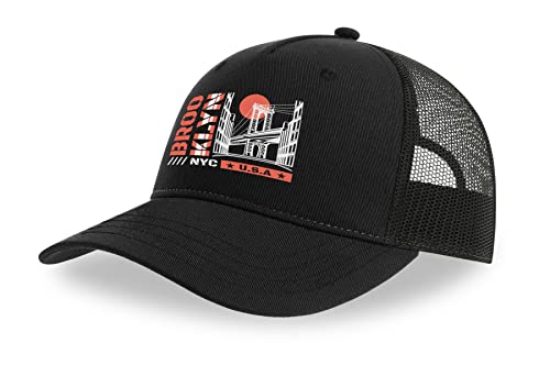 Casquette filet respirant USA avec visière incurvée anti UV en coton noir