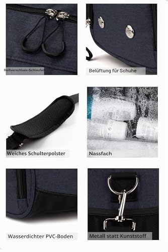 Fitgriff® Sporttasche & Reisetasche für Damen und Herren - mit Schuhfach & Nassfach - Tasche für Sport, Fitness & Reisen - Trainingstasche, Gym Bag (Navy Blue, 58 x 31 x 31 cm (Medium))