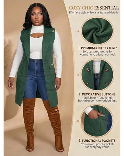 Image of Women's Casual Sleeveless Long Sweater Vest Open Front Cardigan Waistcoat