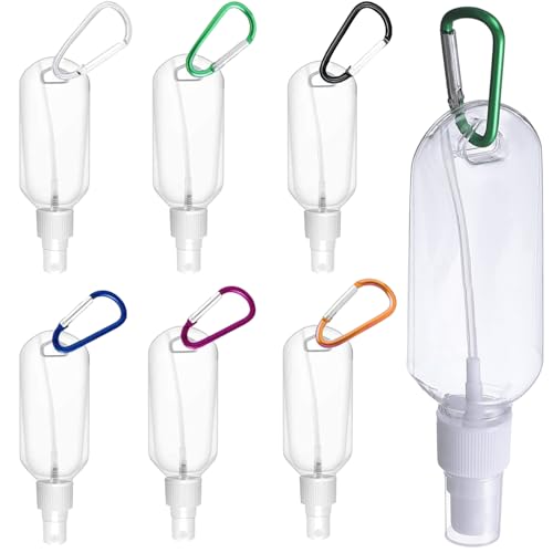 Chenyoyangfen 6 pcsClear Portable Travel Bottles,50ml Refillable Travel Bottles Portable with Hook,Hand Sanitizer Containers,Refillable Plastic Bottles with Flip Top for Travel Bottles Hand Sanitizers