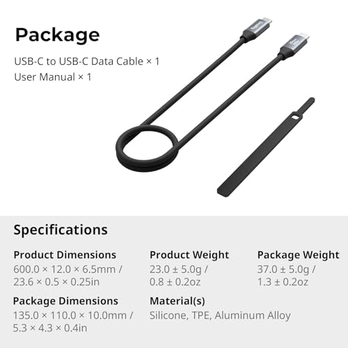 Image of SMALLRIG USB C to C Data Cable - 1.97ft /60cm, 20Gbps Speed, PD 100W Fast Charging, for iPhone, MacBook, Cameras & More