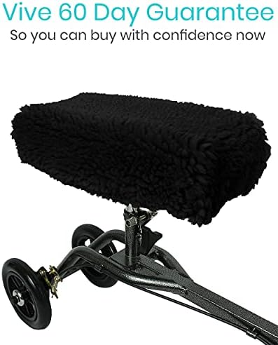 Vive Knee Scooter Pad Cover - Plush Faux Sheepskin, Memory Foam Walker Rover Cushion - Accessory for Roller - Leg Cart Improves Comfort During Injury - Padded, Washable Protector Pillow