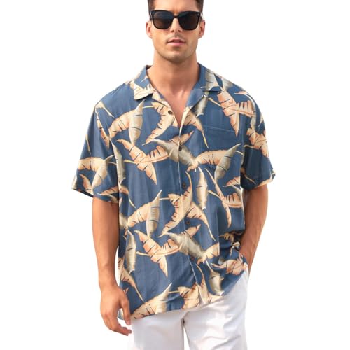 Havana Breeze Men's Hawaiian Button Shirts Breathable &...