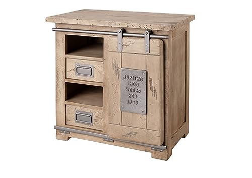 MASSIVMOEBEL24.DE | Railway Kommode 70x45x70 Mango mit Schubladen, Farbe:beige lackiert, Größe:70x45x70 cm (BxTxH)