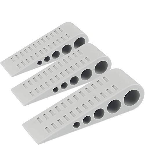 Aseem Stackable and Slip-Resistant Rubber Door Stopper with Holder (Grey) - 3 Pieces