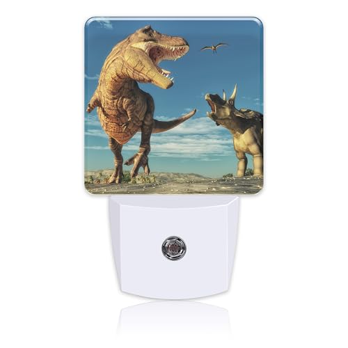 Image of 3D Dinosaur World Night Light for Kids, LED Night Light Plug into Wall with Dusk to Dawn Sensor for Girls Boys Women Men Room Decor, Hallway, Kitchen, Bathroom, Nursery, Stairs