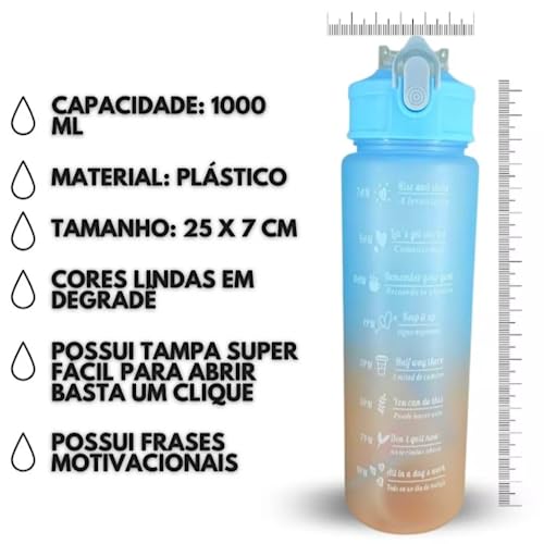 Garrafa Água Galão Squeeze 1L Antivazamento Academia Treino Escola Camping Trabalho Passeio Viagem C