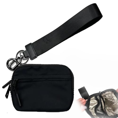 The Iris' Wallet 2nd Gen - The Iris Card Wallet Keychain Wallet Clutch Selection,The Iris Pouch Wristlet Wallet (Black)