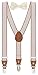 BomGuard Kinder Hosenträger Beige-Gestreift + Fliege Elfenbein
