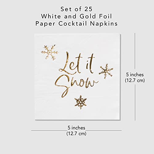Coterie Holiday Cocktail Napkins (Set Of 25) - Christmas Cocktail Napkins, Fun Cocktail Napkins, Snowflake Paper Napkins, Frozen Birthday Party Supplies, Frozen Paper Napkins | 5" Paper Napkins #TOP3