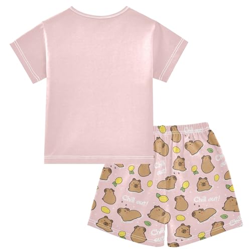 senya Good Night Cute Capybara P Summer Pajamas Set Short Cotton Sleepwear 2 Piece2