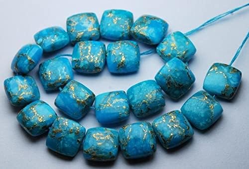 Turquoise copper 8mm de qualité briolette coussin lisse pour joaillerie - 3