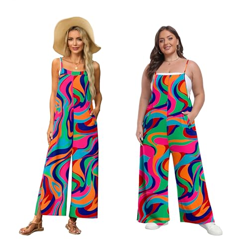 Lepunuo Plus Size Overall for Curvy Womens Wide Leg Rompers — view 5