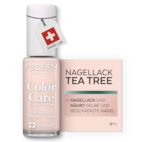 PODERM - TEEBAUM-NAGELLACK COLOR CARE Zartrosa - verbessert das Aussehen für die gelbe oder brüchige Nägel - 2 IN 1 PFLEGE - Hergestellt in der Schweiz