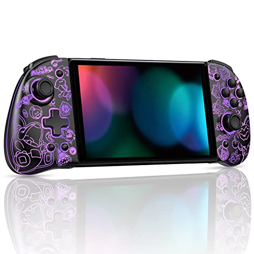 Funlab Luminous Switch Controller Compatible With Switch/Oled, Joypad Replacement For Pro Controller Handheld Mode, Rechargeable Ergonomic Split Pad With 7 Led Colors/Paddle/Turbo #TOP11