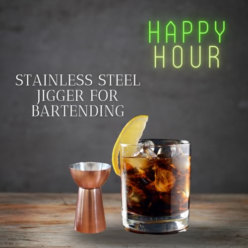 Image of The Empty Space Stainless Steel Peg Measurer 50 & 25ml, Cocktail Jigger, Shot Glass, Measuring Cup Tool, Drink Measuring Bar Tool Double Side Jigger: Copper Finish