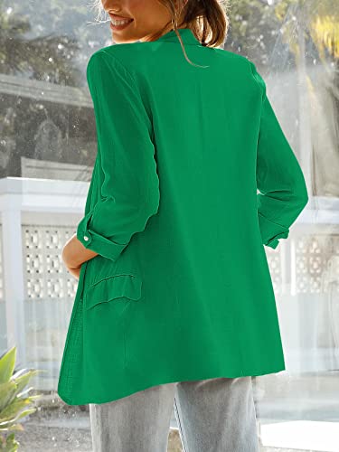 Anrabess Womens 2023 Spring Summer Casual Open Front Long Sleeve Lightweight Work Office Jackets Blazer Suit 559Lvse-L Green #TOP4