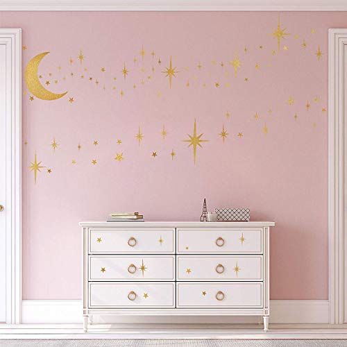 Easma Retro Starburst Wall Decals Star Wall Stickers Atomic Star Wall Decals Star Wall Decals Girls Room Wall Decals Peel And Stick Moon Wall Decals #TOP4