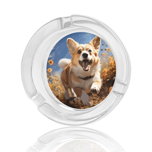 Cendrier en verre Corgi anti-vent pour table de bureau