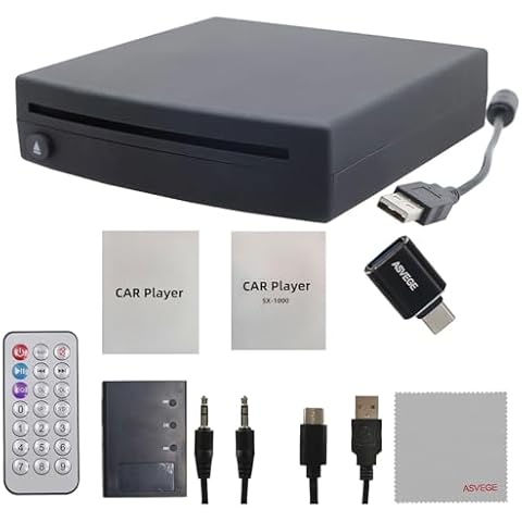 Upgrade CD VCD Player for Car with USB Port AUX Port, Type-c,Portable External CD Player for Car Laptop Desktop TV Mac Computer, Plug & Play Compatible Your Car(for Android 4.4 + Cover