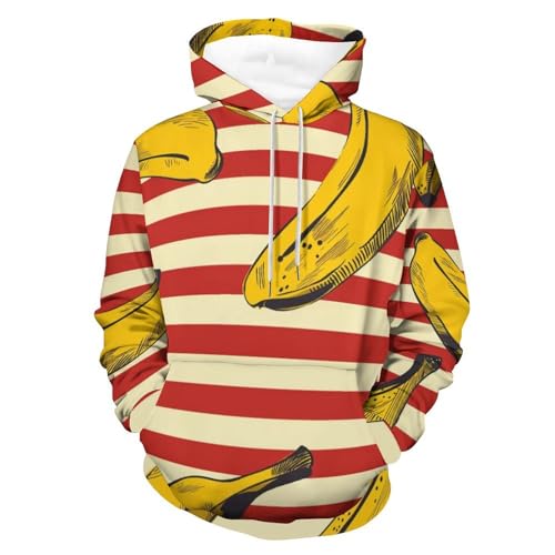 Sweatshirt Pullover Banane à Rayures Rouges Homme Femme Taille S Mode Capuche
