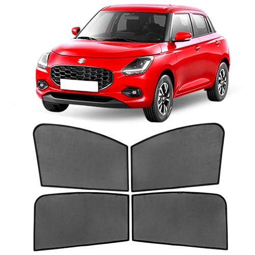 Image of AutoStory Custom Fit Non-Magnetic Cotton Mesh Car Sunshade for Swift 2025 Onwards | UV & Heat Protection Car Window Curtains | Privacy Car Sun Shade | Breathable Vehicle Specific Side Window Shades
