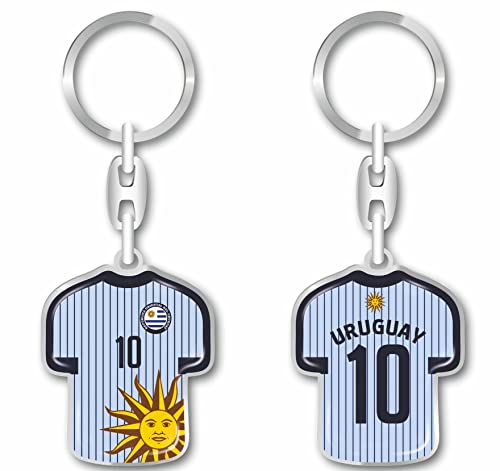 daged Uruguay - Llavero con diseño de camiseta (revestimiento de resina, efecto 3D y pegatina práctica), multicolor, 90 mm