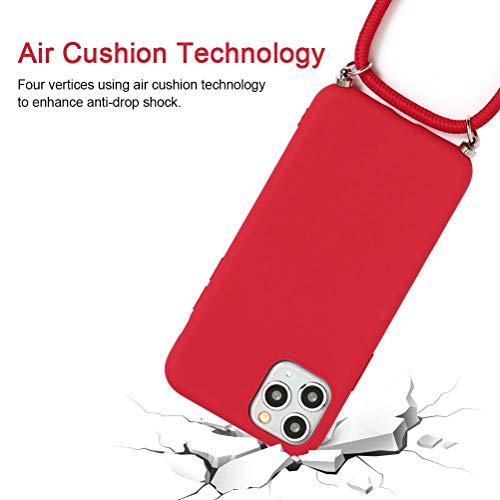 Eouine Crossbody Case For Iphone 6 Plus / 6S Plus [5.5"], Phone Case With Neck Cord Lanyard Strap - Anti-Scratch Red Silicone Tpu Adjustable Necklace Strap - Red #TOP2