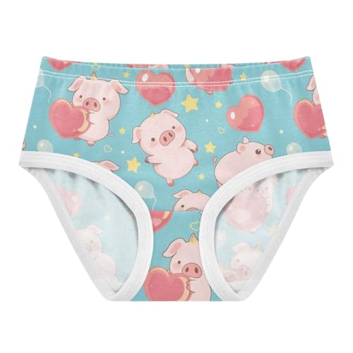 Wusikd Cute Pink Piglets Girls' Underwear Cotton Heart-shaped Stars Girls Briefs Soft Toddler Underwear 2T