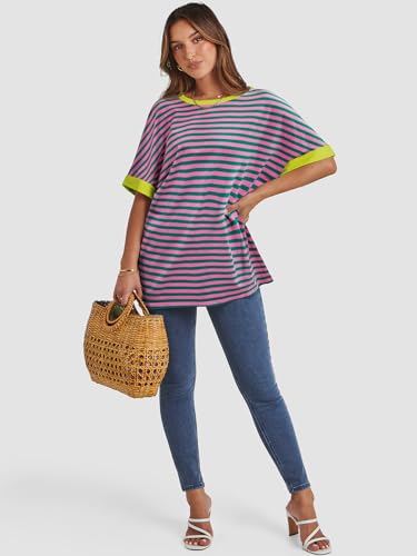 Image of ATHMILE Womens Oversized T Shirts Summer Tops Spring Casual Loose Fit Workout Short Sleeve 2026 Beach Vacation
