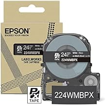 Epson LABELWORKS 224WMBPX Genuine PET Polyester Tape Cartridge - White on Matte Black Designer Craft Label Maker Tape - 1" 24MM Wide, 26