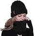 Produktbild vamei Strickmütze Damen Wintermütze Mütze Schal Set Beanie Gestrickt Mütze Winter Kombi Set Mädchen Grobstrick Schal Damen Geschenk Winterzubehör (schwarz)